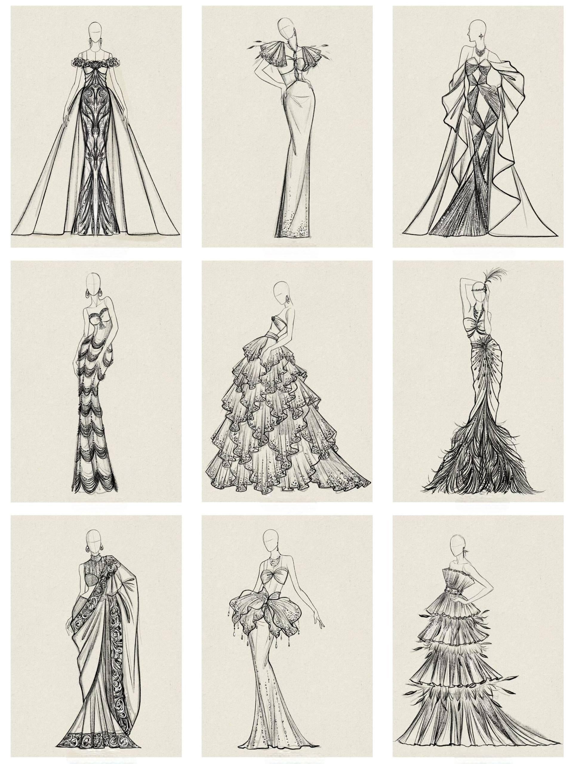 Beginner Gown Design Manuscript: Essential Sketches and Patterns for Formal Dress Creations